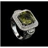 Image 4 : 9.71 ctw Yellow Sapphire and Diamond Ring - 14KT White Gold