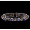 Image 1 : 14KT White Gold 7.90 ctw Tanzanite and Diamond Bracelet