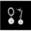 Image 2 : 14mm Satin Bead and Glossy Post Earrings - Rhodium Plated