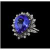Image 1 : 7.95 ctw Tanzanite and Diamond Ring - 14KT White Gold