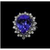 Image 2 : 7.95 ctw Tanzanite and Diamond Ring - 14KT White Gold