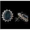 Image 1 : 14KT White Gold 17.00 ctw Blue Topaz and Diamond Earrings