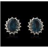 Image 2 : 14KT White Gold 17.00 ctw Blue Topaz and Diamond Earrings