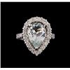 Image 2 : 4.67 ctw Aquamarine and Diamond Ring - 14KT White Gold