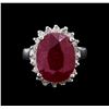 Image 2 : GIA Cert 9.76 ctw Ruby and Diamond Ring - 14KT White Gold