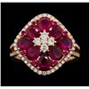 Image 2 : 2.74 ctw Ruby and Diamond Ring - 18KT Rose Gold