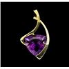 Image 1 : 4.00 ctw Amethyst Pendant - 14KT Yellow Gold