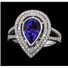 Image 2 : 3.17 ctw Tanzanite and Diamond Ring - 18KT White Gold
