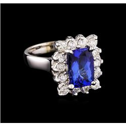 2.76 ctw Tanzanite and Diamond Ring - 14KT White Gold