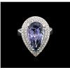 Image 2 : 6.31 ctw Tanzanite and Diamond Ring - 14KT White Gold