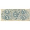 Image 2 : 1863 $5 The Confederate States of America Note T-60 CC