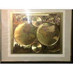 FRAMED 24 KARAT GOLD FOIL MAP