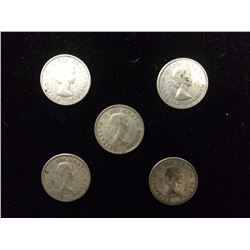 1950 & 60'S CANADIAN SILVER DIMES