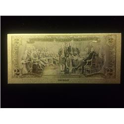 24 KARAT GOLD FOIL USA TWO DOLLAR BANK NOTE