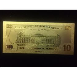 24 KARAT GOLD FOIL USA TEN DOLLAR BANK NOTE