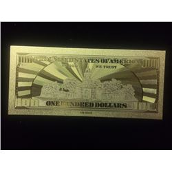 24 KARAT GOLD FOIL USA HUNDRED DOLLAR BANK NOTE