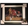 Image 1 : AUTOGRAPHED & FRAMED MICHAEL JORDAN BASKETBALL PHOTO W/ COA