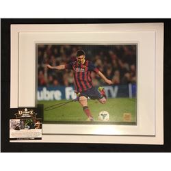 AUTOGRAPHED FRAMED LIONEL MESSI SOCCER PHOTO W/ COA