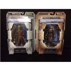 IN BOX STAR TREK ENTERPRISE SILIK & T POL ACTION FIGURES W/ ACCESSORIES