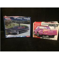 IN BOX CLASSIC 1959 CHEVY IMPALA HARDTOP & TOYOTA DUALLY MODEL KIT CARS