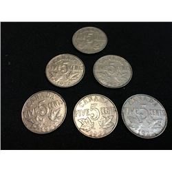 1920S CANADIAN NICKLE LOT 6 COINS
