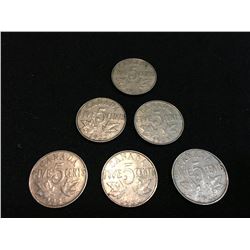 1920S CANADIAN NICKLE LOT 6 COINS