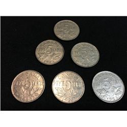 1920S CANADIAN NICKLE LOT 6 COINS