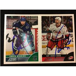 CHRIS HIGGINS & JAY HARRISON SIGNED HOCKEY CARD LOT