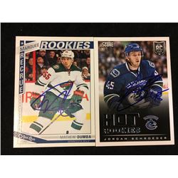 MATHEW DUMBA & JORDAN SCHROEDER SIGNED ROOKIE HOCKEY CARD LOT