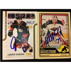 LUBOMIR VISNOVSKY & NIKLAS BACKSTROM SIGNED HOCKEY CARDS