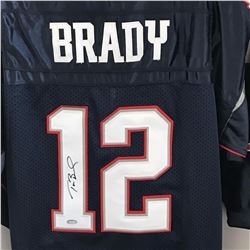 TOM BRADY SIGNED PATRIOTS HOME JERSEY W/ MOUNTED MEMORIES COA & HOLOGRAM