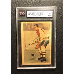 1953-54 PARKHURST JEAN BELIVEAU ROOKIE HOCKEY TRADING CARD #27 (4 VGE)