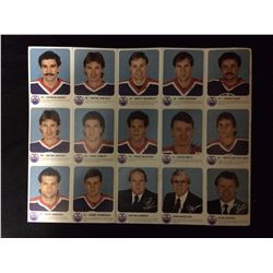 1984-85 UNCUT TEAM EDMONTON OILERS HOCKEY TRADING CARDS