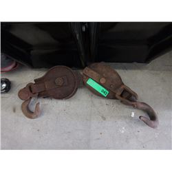 Pair of Vintage Hook Pulleys