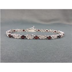 Garnet & Diamond Tennis Bracelet