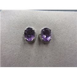 New 3.5 CT Amethyst & Diamond Earrings