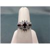 Image 1 : Garnet & Diamond Cluster Set Ring