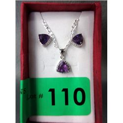 New Matching Amethyst & Diamond 2 Piece Set