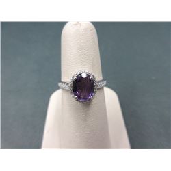 1.75 CT Amethyst & Diamond Ring