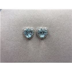 New Blue Topaz & Diamond Stud Earrings