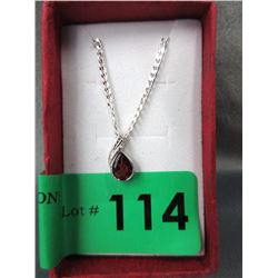 1.15 CT Pear Cut Garnet & Diamond Necklace