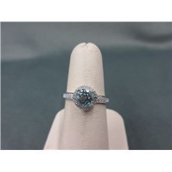 Blue Topaz & Diamond Solitaire Ring