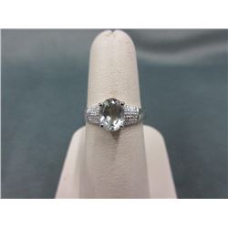 Green Amethyst & Diamond Solitaire Ring