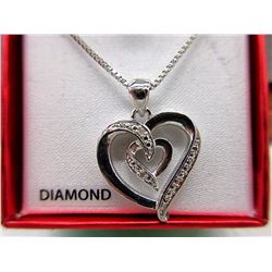 Ladies Double Heart Diamond Necklace