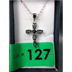 Sterling Silver Mystic Topaz Cross Necklace
