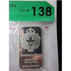 1 Oz. .999 Fine Silver Scottsdale Lion Bar