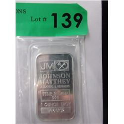 1 Oz. .999 Fine Silver Johnson Matthey Bar