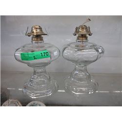 Pair of Large Glass Oil Lamps
