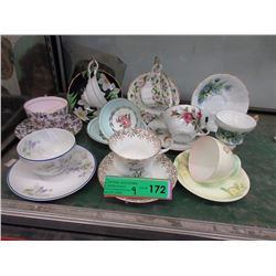 9 Bone China Teacups & Saucers