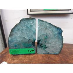 Pair of Blue Brazilian Agate Bookends
